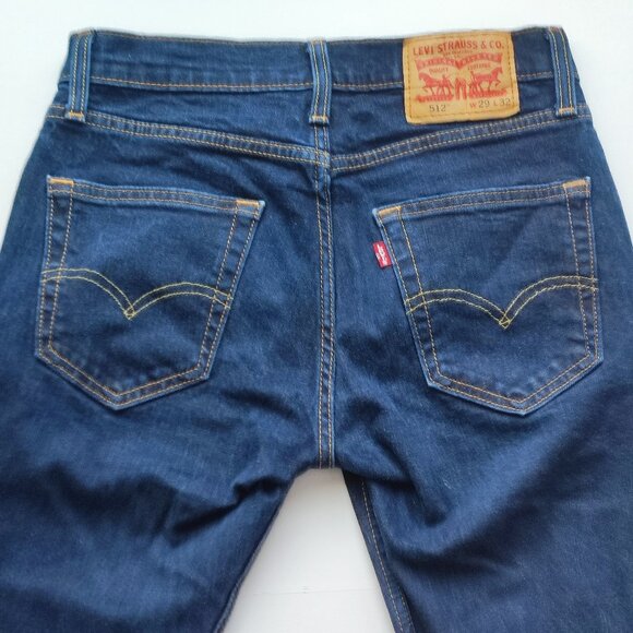 Levi's 512 jeans men's size W29 L32 denim blue slim taper - Picture 4 of 12